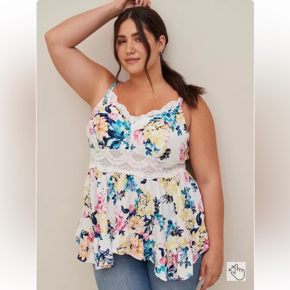 Torrid Floral Lace Babydoll Top size 5 - NWT